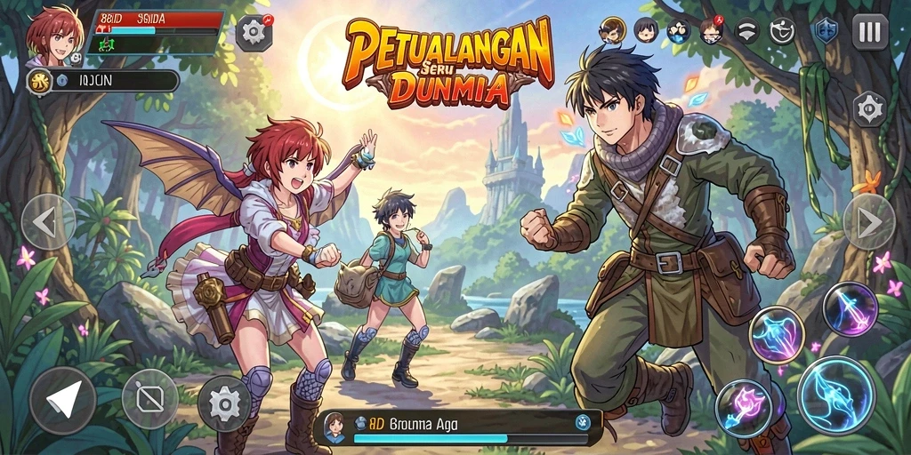 Tampilan gameplay seru dalam dunia anime yang memukau.
