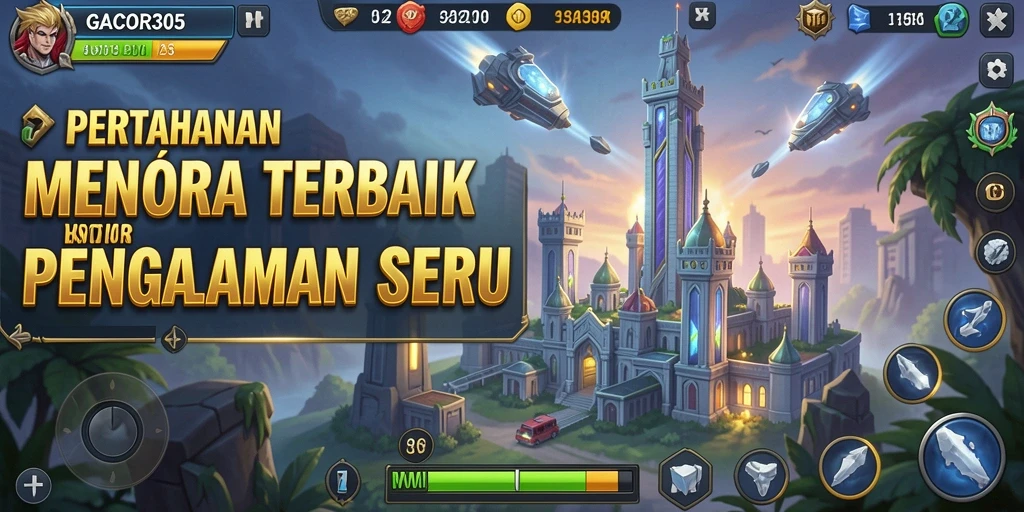Screenshot GACOR305 menampilkan serangan menara yang mendebarkan di gameplay Tower Defense.