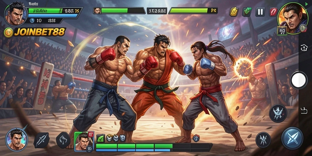 Screenshot menampilkan aksi pertarungan seru dalam JOINBET88.