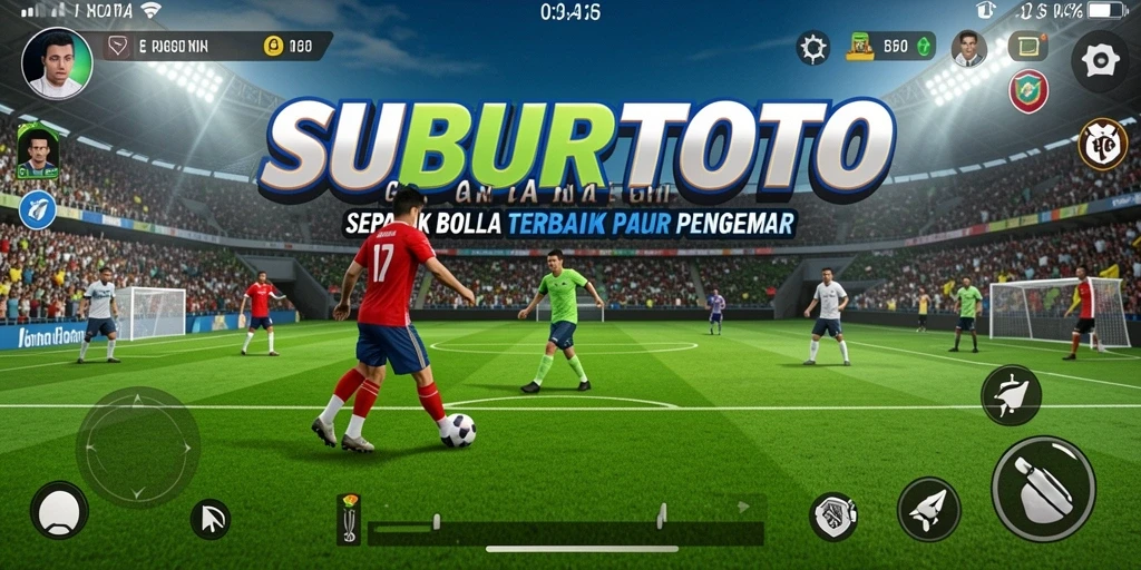 Tampilan gameplay SUBURTOTO yang penuh aksi sepak bola.