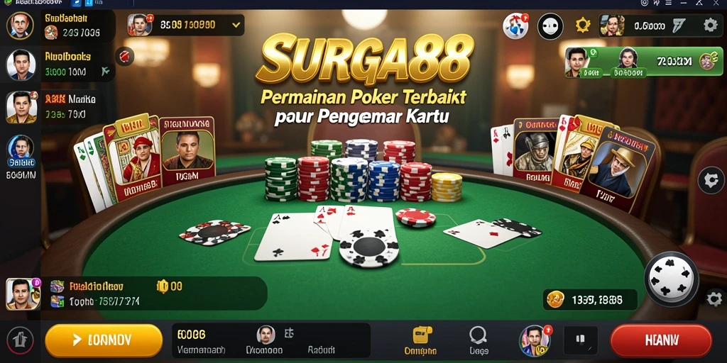 Tampilan gameplay Poker yang seru dan mendebarkan di SURGA88.