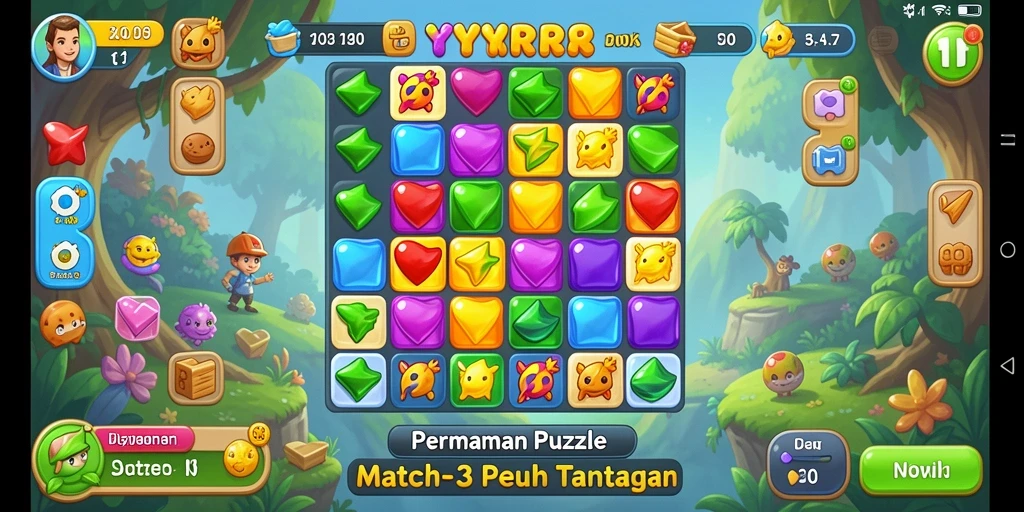 Tampilan gameplay seru dalam permainan Match-3 YYRR.